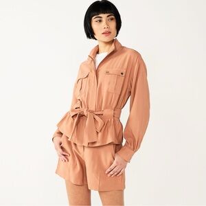 Women's Nine West Belted Utility Jacket SZ M in Mocha